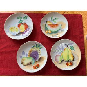 Vintage HITOMI HANDPAINTED Signed FRUIT PLATES Set of (4)